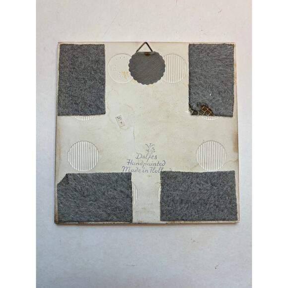 Delftware Vintage Ceramic Tile Hand Painted Wall Hanging Windmill Boat Bridge 6" - Picture 3 of 6